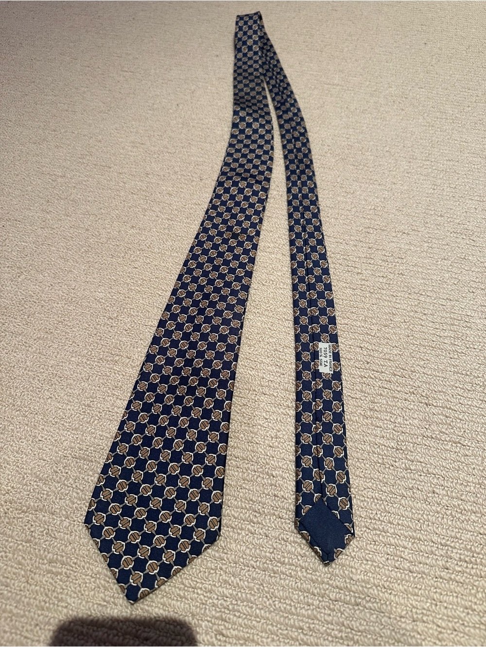 Classic Navy Geometric Silk Tie Hermes’